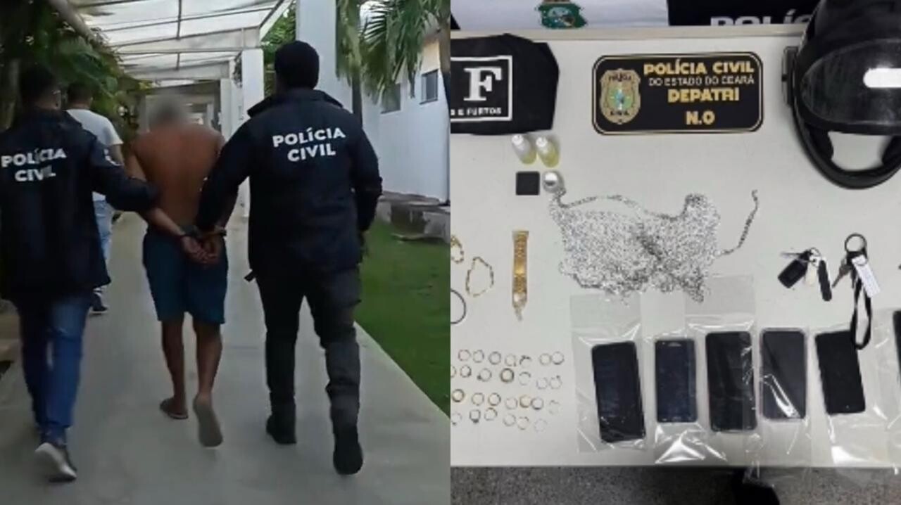 Suspeito de série de roubos de joias em Fortaleza é detido.