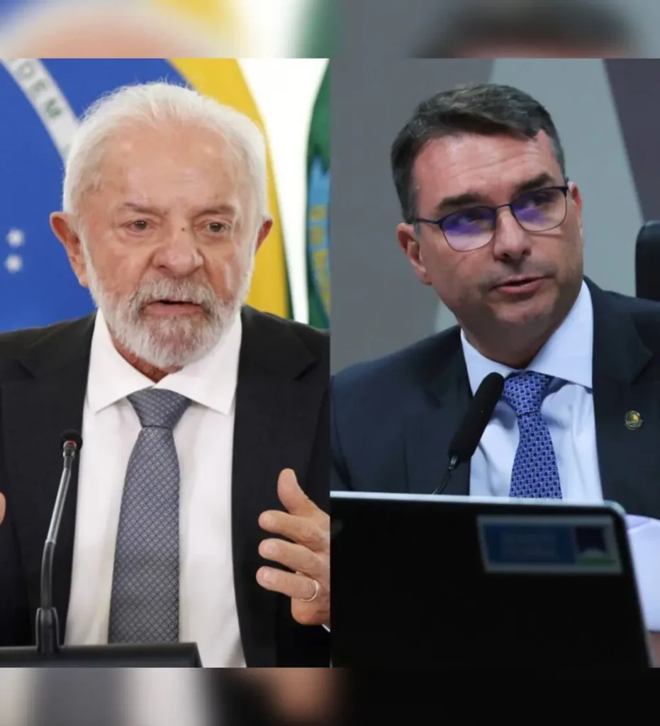 Lula e Flávio Bolsonaro debatendo: o futuro em jogo no segundo turno